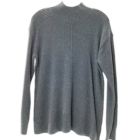 NWOT Karen Scott Mock Neck Confetti Print Navy Small Sweater - Picture 2 of 3